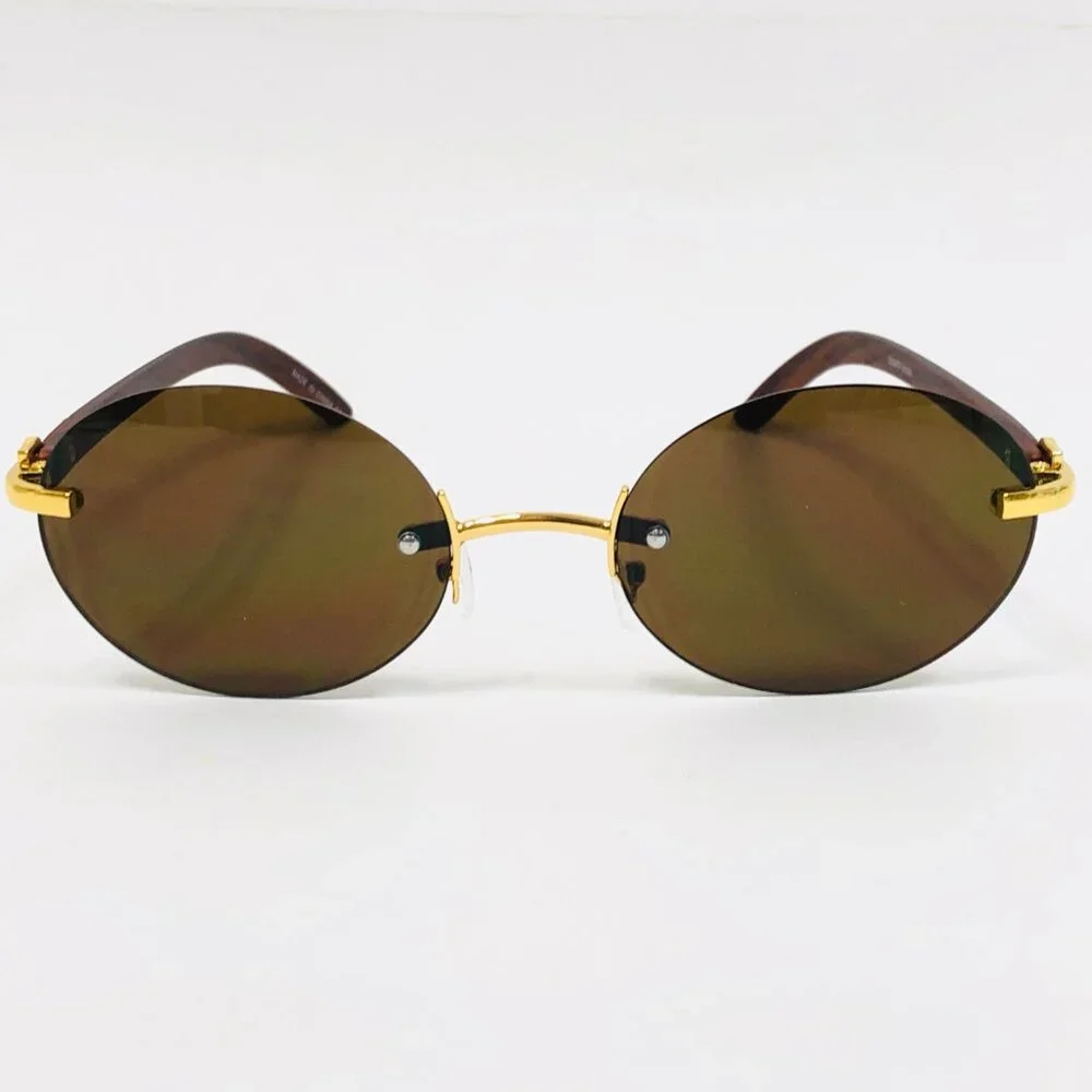 Men Hip Hop Sunglasses Round Dark Brown Lens Street Fashion Metal‎ Lentes Gafas